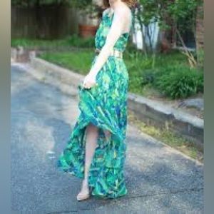 Mark chiffon halter wrap high low summer dress